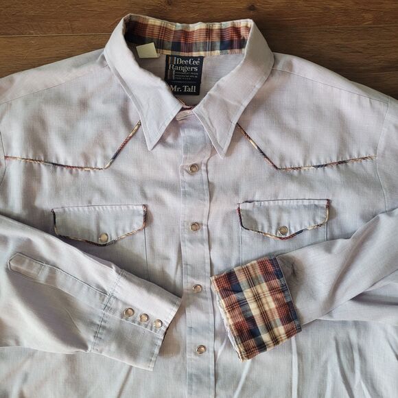 Vintage Dee Cee Rangers Western Shirt Mens XXXL Mr Tall Purple Plaid Trim 3XL - Picture 1 of 16